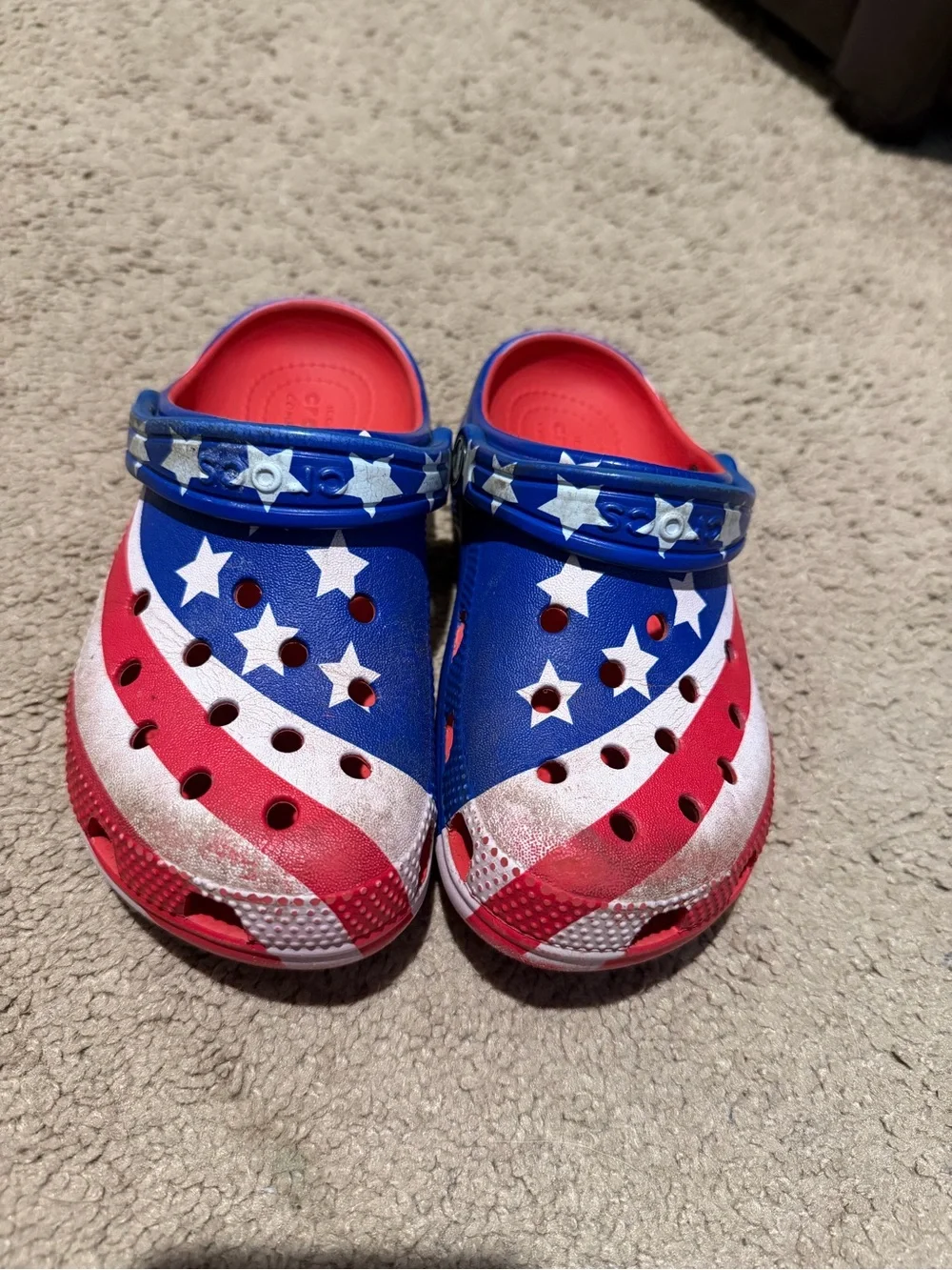 CROCS Kids Patriotic Red White and Blue Star Clogs